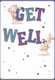 This get well card radiates with the cheerful positivity and gentle comfort admired throughout Orpington's parks and friendly neighbourhoods. The vivid illustration shows a beaming teddy bear perched atop the purple 'GET,' his fur shaded in honey-brown, and beside him, a spirited puppy with floppy ears balances on the blue-green 'WELL,' their postures conveying a playful optimism. The large, colourful letters seem to bounce from the cream-toned background, their deep indigos and teals giving a lively vibrancy to the message. Across the card scatter enchanting stars in shades of blue and violet, creating an atmosphere filled with hope-much like the feeling of receiving a thoughtfully arranged bouquet on a hard day. The characters' illustrated fur appears so soft and inviting it nearly bridges the distance between card and recipient, echoing the tactile, soothing nature of fresh flowers delivered from Orpington Florist. Altogether, this card delivers more than words: it conveys a warm, genuine expression of kindness, perfect for sending comfort and encouragement to someone recovering in Orpington.